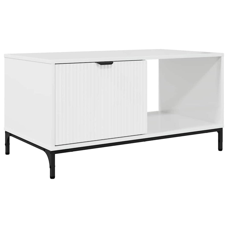 Salontafel met lade Hoogglans wit 90 x 49 x 46 cm Bewerkt hout