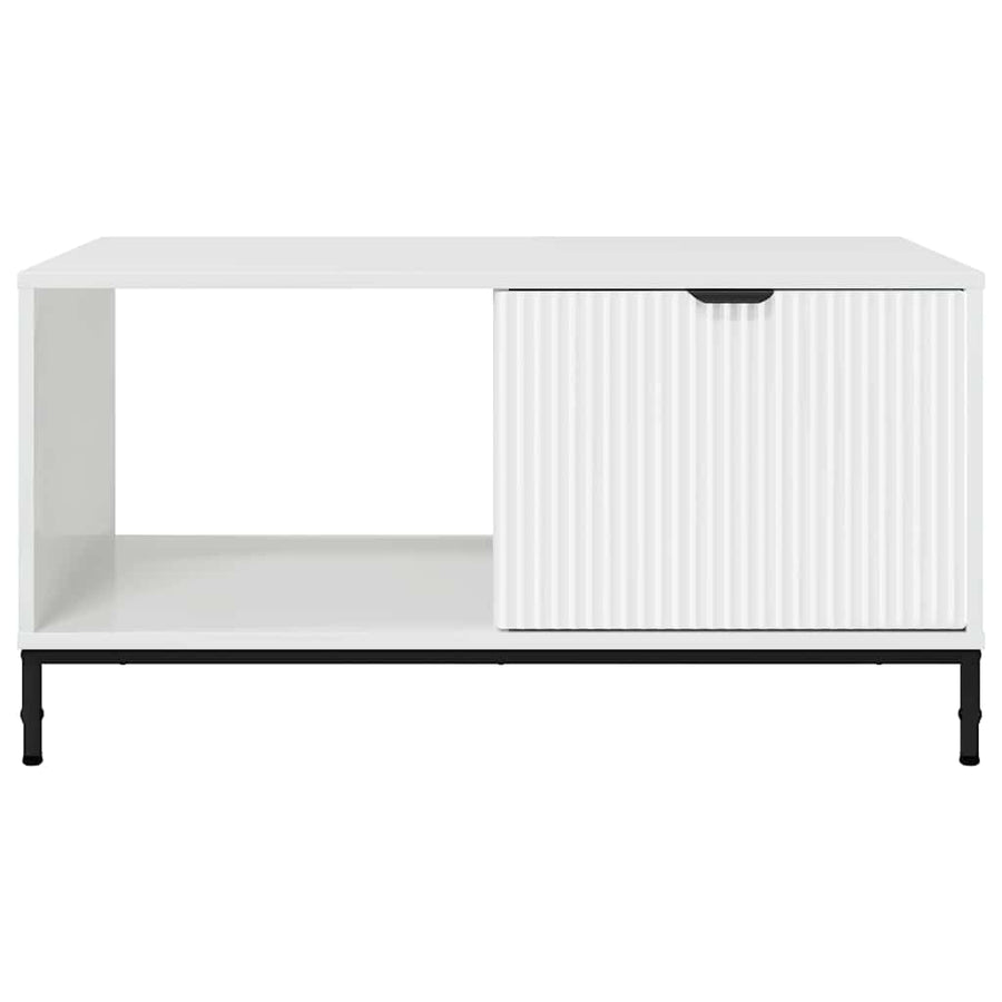 Salontafel met lade Hoogglans wit 90 x 49 x 46 cm Bewerkt hout