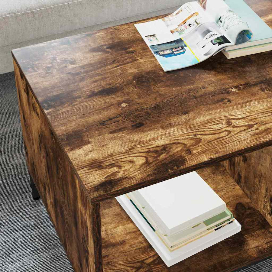 Salontafel met lade Gerookt eiken 90 x 49 x 46 cm Bewerkt hout