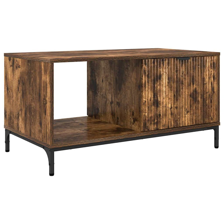 Salontafel met lade Gerookt eiken 90 x 49 x 46 cm Bewerkt hout