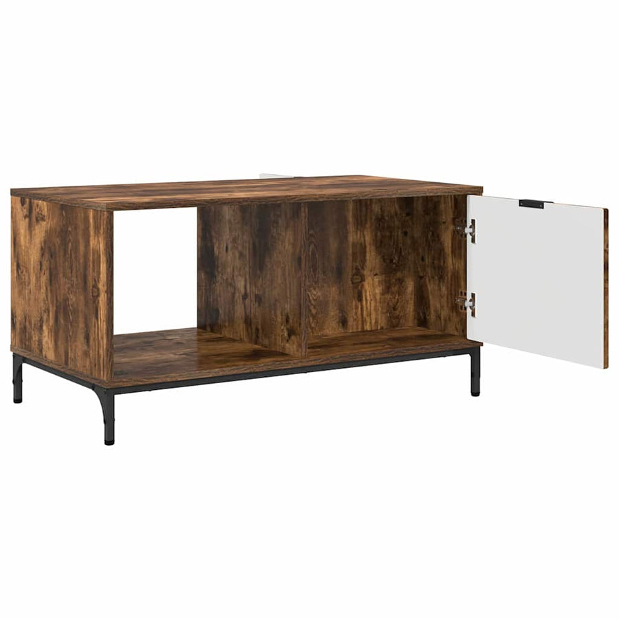 Salontafel met lade Gerookt eiken 90 x 49 x 46 cm Bewerkt hout