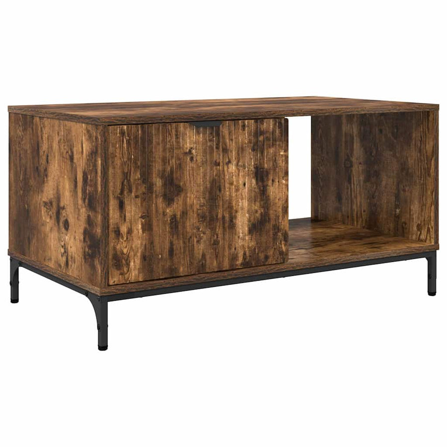 Salontafel met lade Gerookt eiken 90 x 49 x 46 cm Bewerkt hout