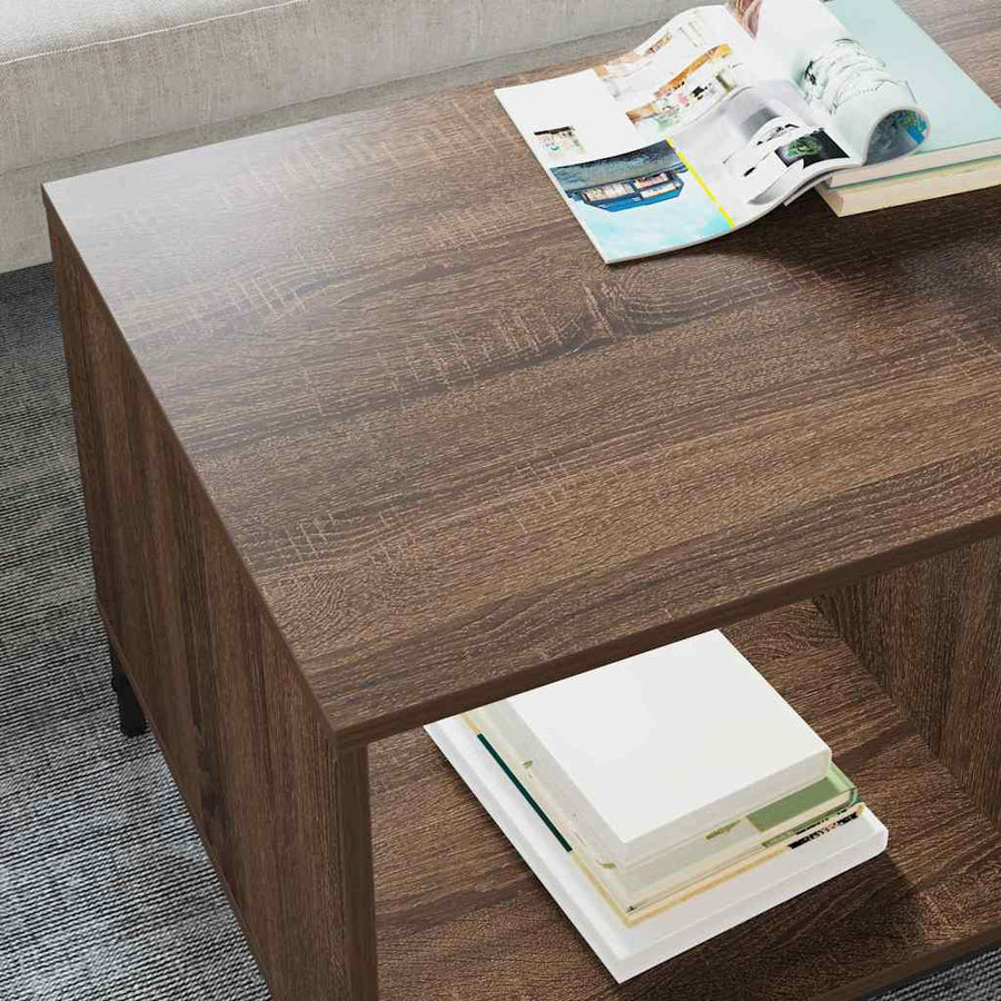 Salontafel met lade Bruin Eiken 90 x 49 x 46 cm Bewerkt hout