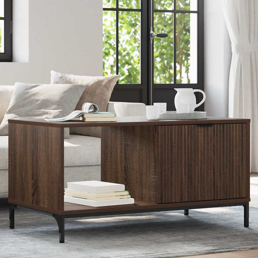 Salontafel met lade Bruin Eiken 90 x 49 x 46 cm Bewerkt hout