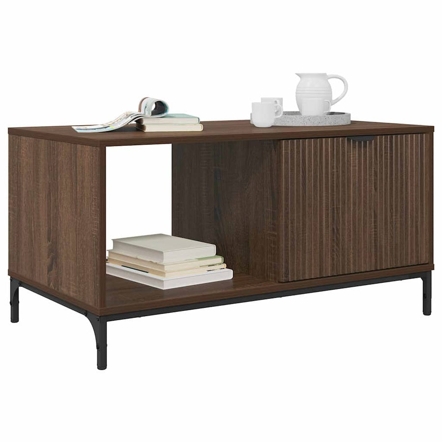 Salontafel met lade Bruin Eiken 90 x 49 x 46 cm Bewerkt hout
