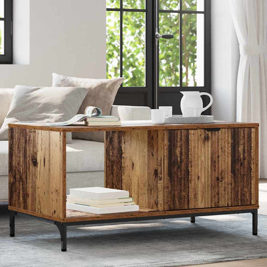 Salontafel met lade Oudhout 90 x 49 x 46 cm Bewerkt hout
