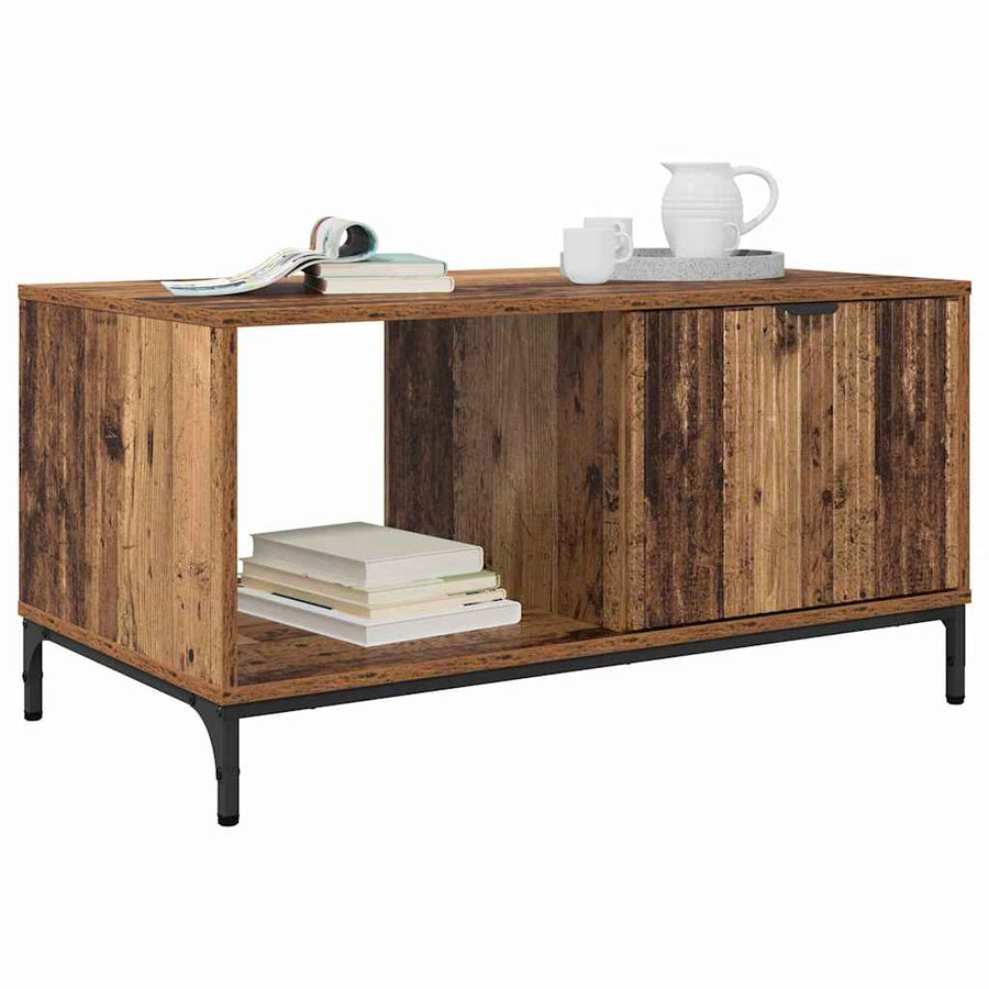 Salontafel met lade Oudhout 90 x 49 x 46 cm Bewerkt hout