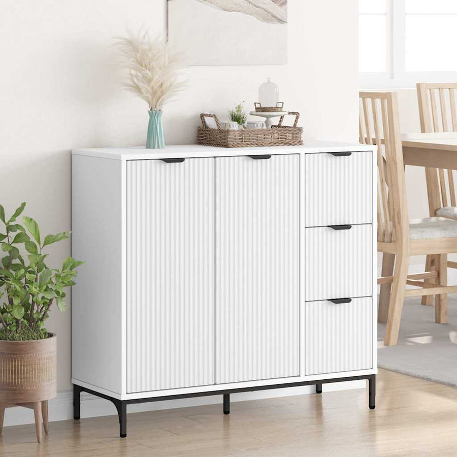 Dressoir met lade Wit 89,5 x 33 x 82 cm Bewerkt hout