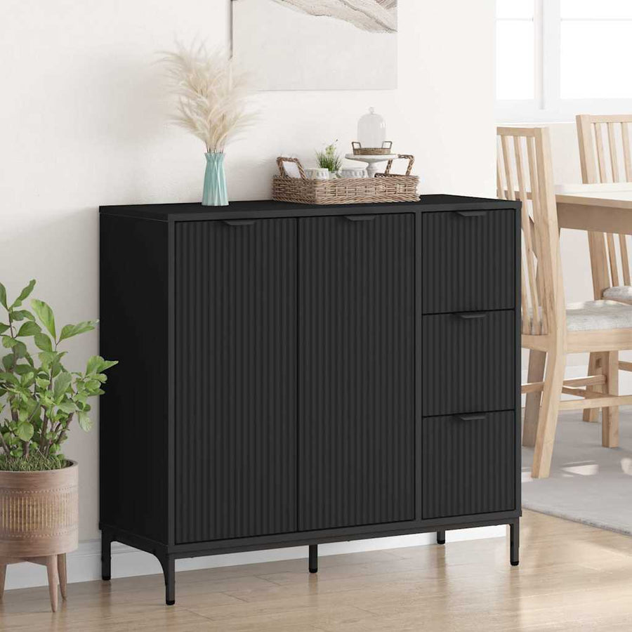 Dressoir met lade Zwart 89,5 x 33 x 82 cm Bewerkt hout