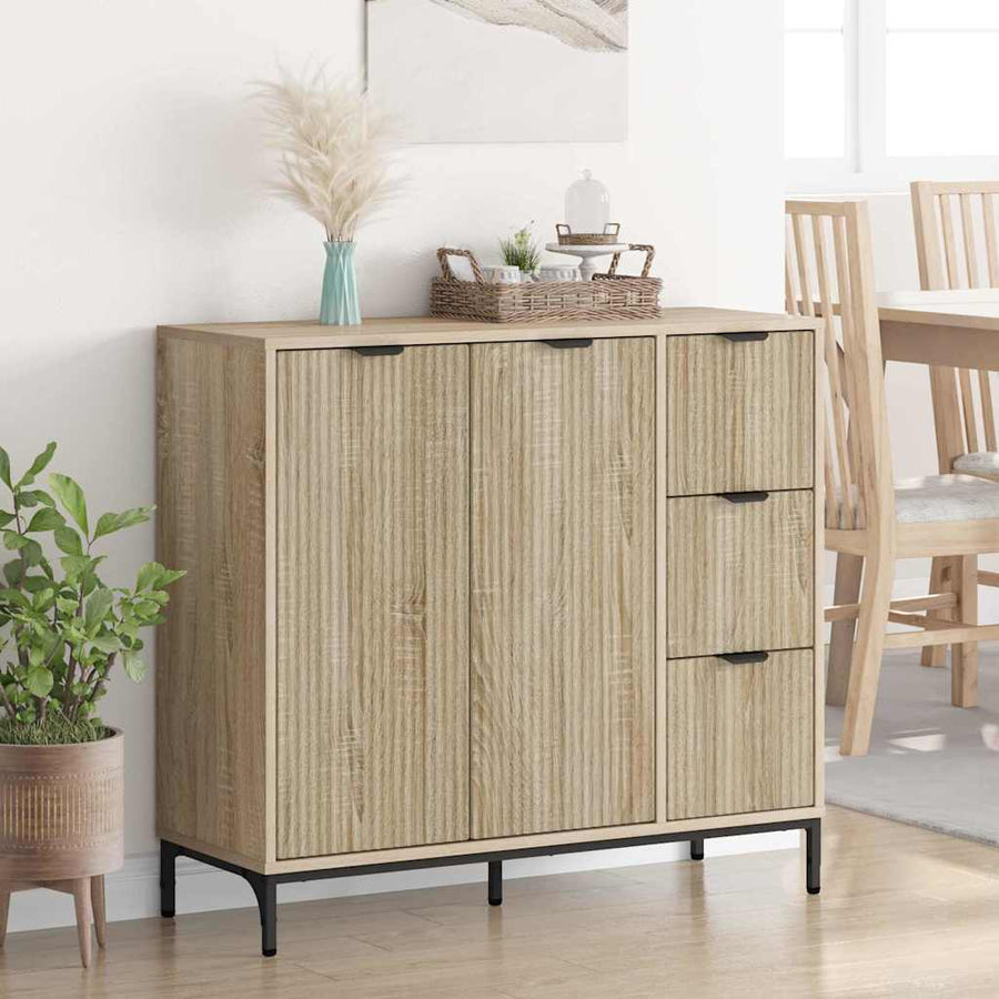 Dressoir met lade Sonoma eiken 89,5 x 33 x 82 cm Bewerkt hout