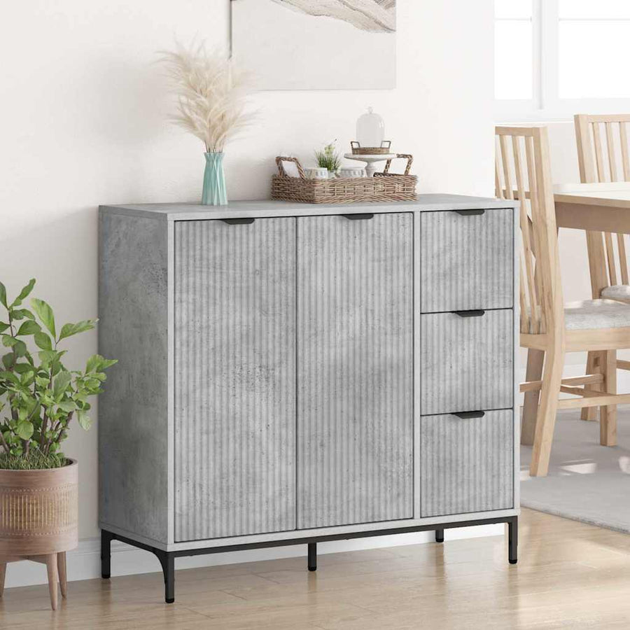 Dressoir met lade Betongrijs 89,5 x 33 x 82 cm Bewerkt hout