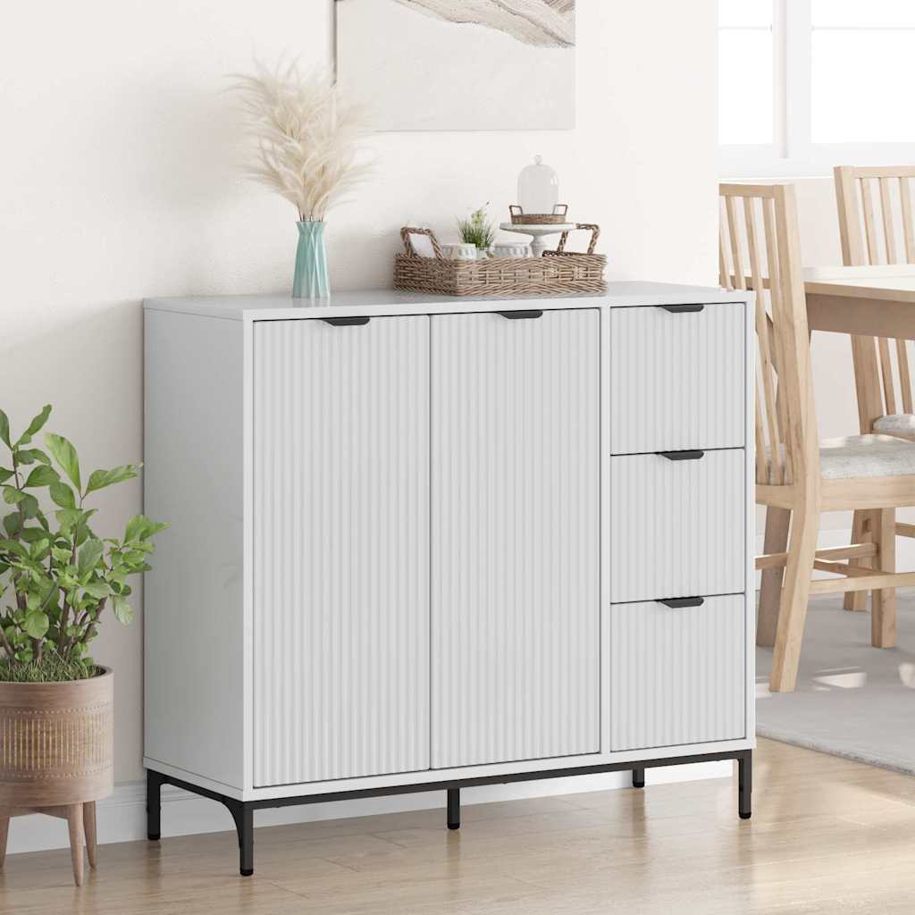 Dressoir met lade Hoogglans wit 89,5 x 33 x 82 cm Bewerkt hout