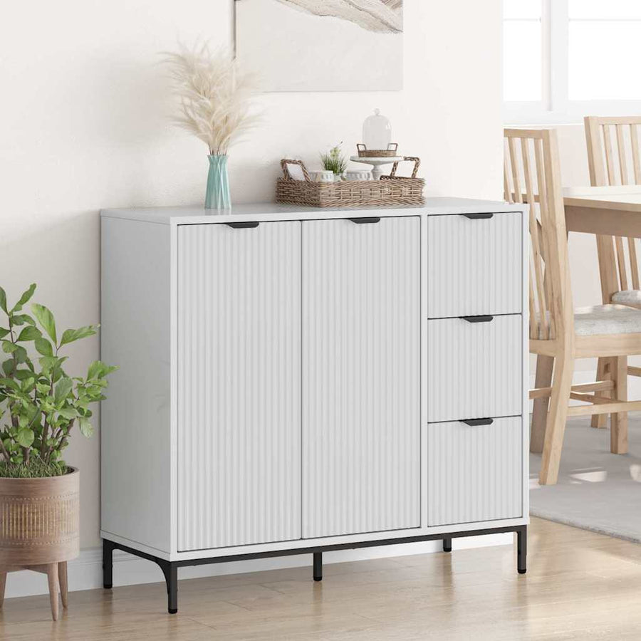 Dressoir met lade Hoogglans wit 89,5 x 33 x 82 cm Bewerkt hout