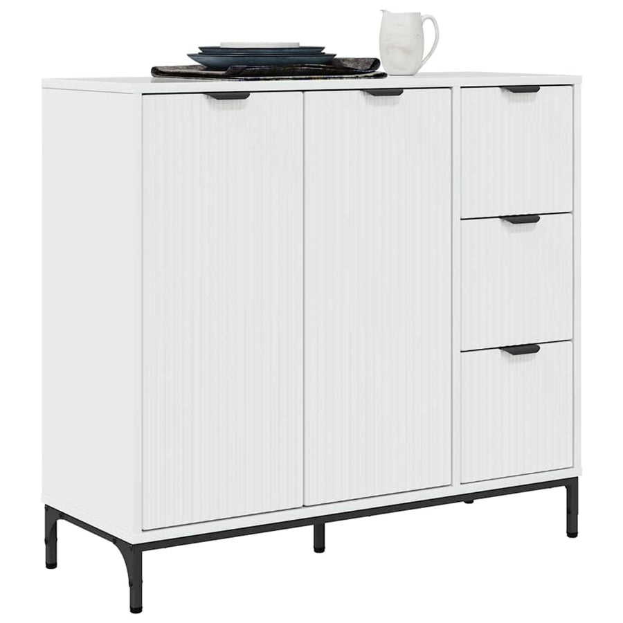 Dressoir met lade Hoogglans wit 89,5 x 33 x 82 cm Bewerkt hout
