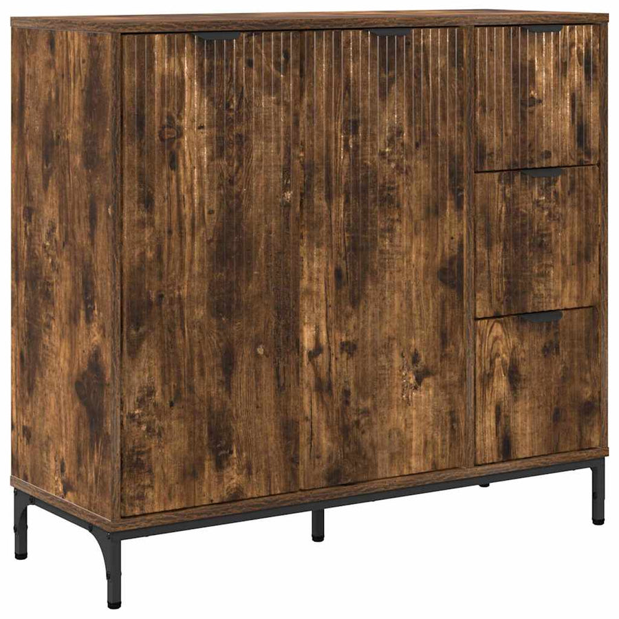 Dressoir met lade Gerookt eiken 89,5 x 33 x 82 cm Bewerkt hout