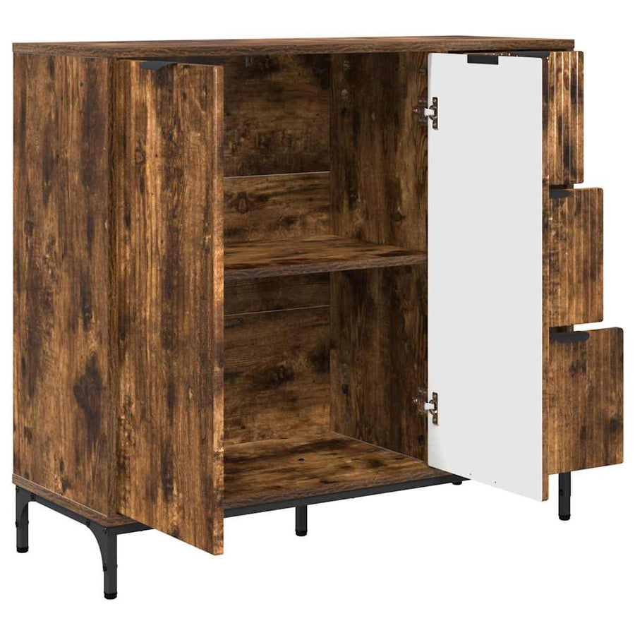 Dressoir met lade Gerookt eiken 89,5 x 33 x 82 cm Bewerkt hout