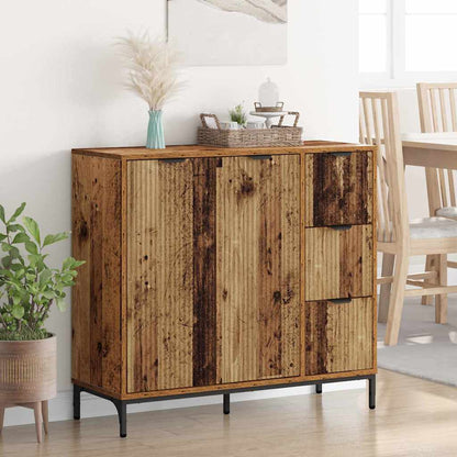 Dressoir met lade Oud hout 89,5 x 33 x 82 cm Bewerkt hout