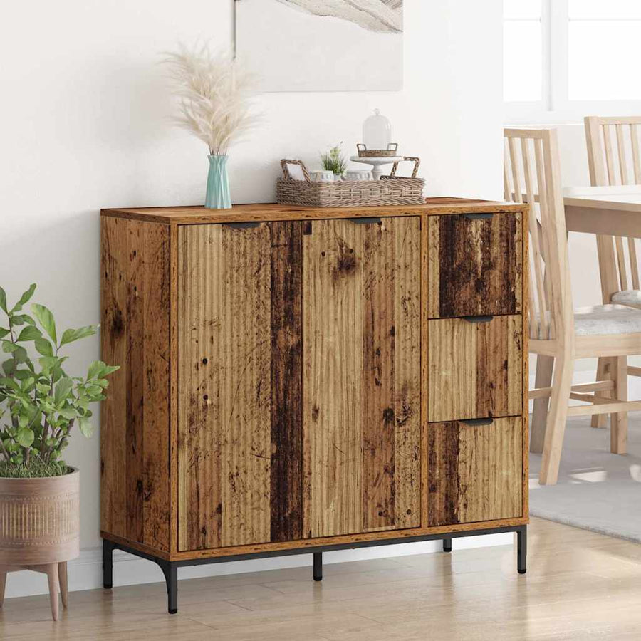 Dressoir met lade Oud hout 89,5 x 33 x 82 cm Bewerkt hout