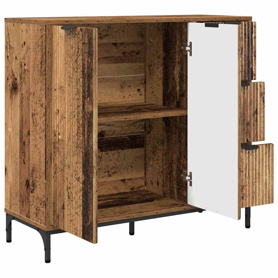 Dressoir met lade Oud hout 89,5 x 33 x 82 cm Bewerkt hout