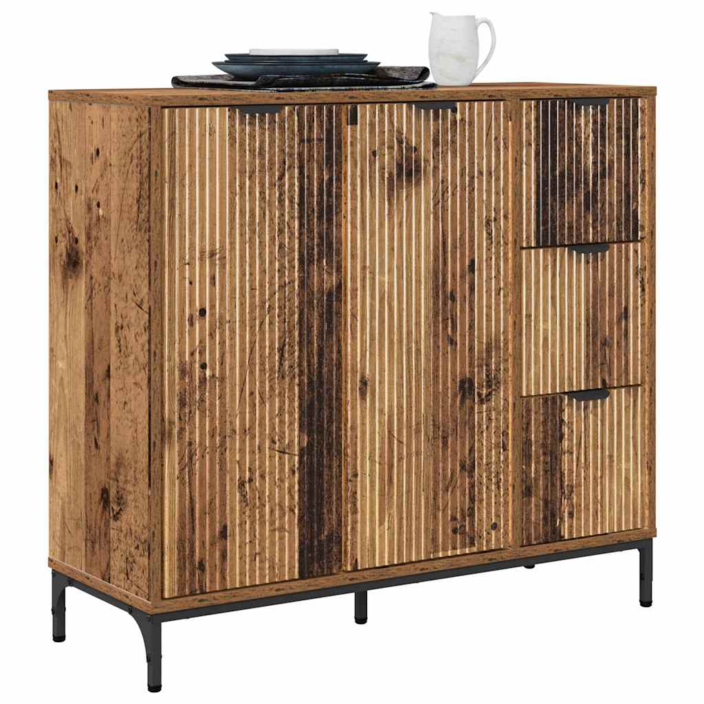 Dressoir met lade Oud hout 89,5 x 33 x 82 cm Bewerkt hout