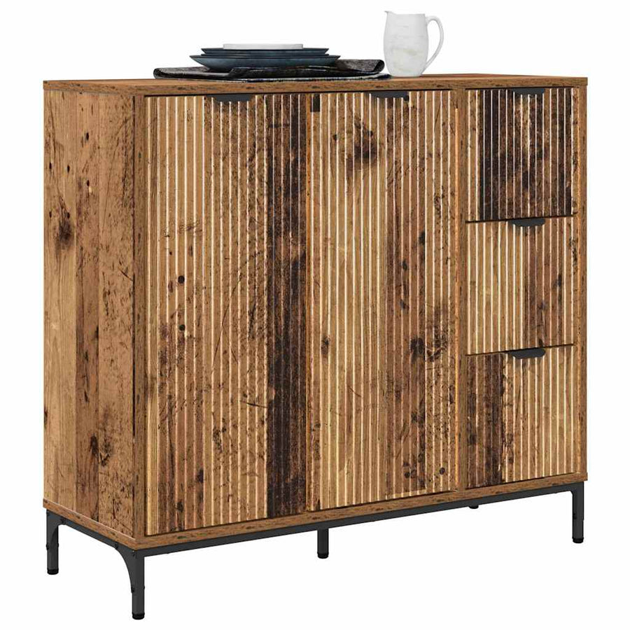 Dressoir met lade Oud hout 89,5 x 33 x 82 cm Bewerkt hout