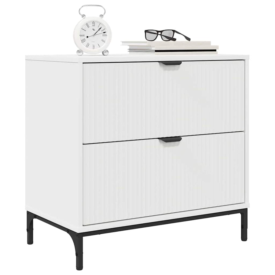 Nachtkastje met lade Wit 63.5 x 36 x 61 cm Bewerkt hout