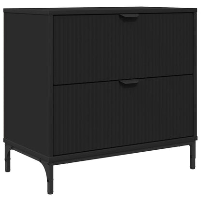 Nachtkastje Met Lade 63.5 X 36 X 61 Cm Bewerkt Hout Zwart