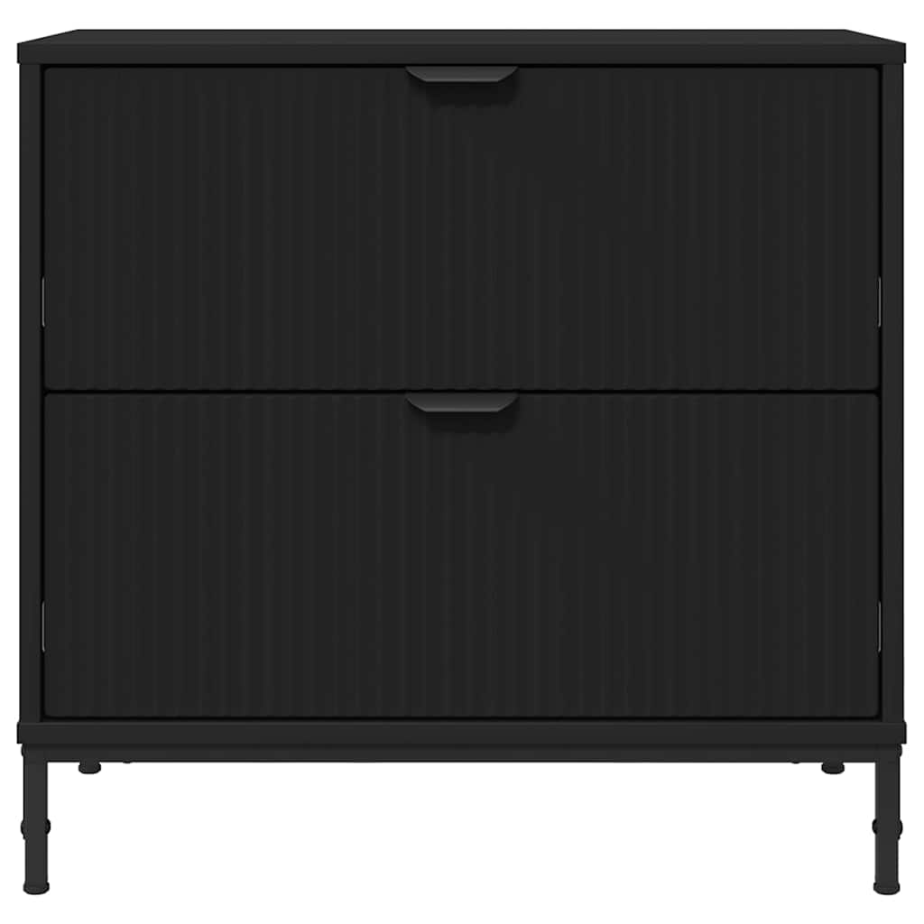 Nachtkastje Met Lade 63.5 X 36 X 61 Cm Bewerkt Hout Zwart
