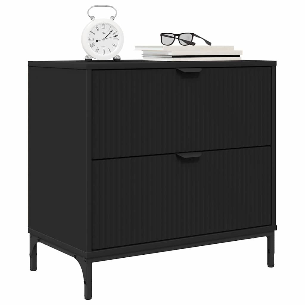 Nachtkastje Met Lade 63.5 X 36 X 61 Cm Bewerkt Hout Zwart