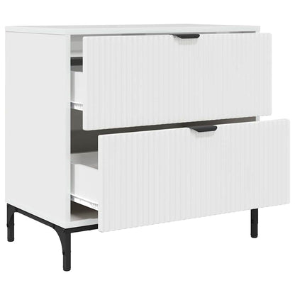 Nachtkastje Hoogglans wit 63.5 x 36 x 61 cm Bewerkt hout