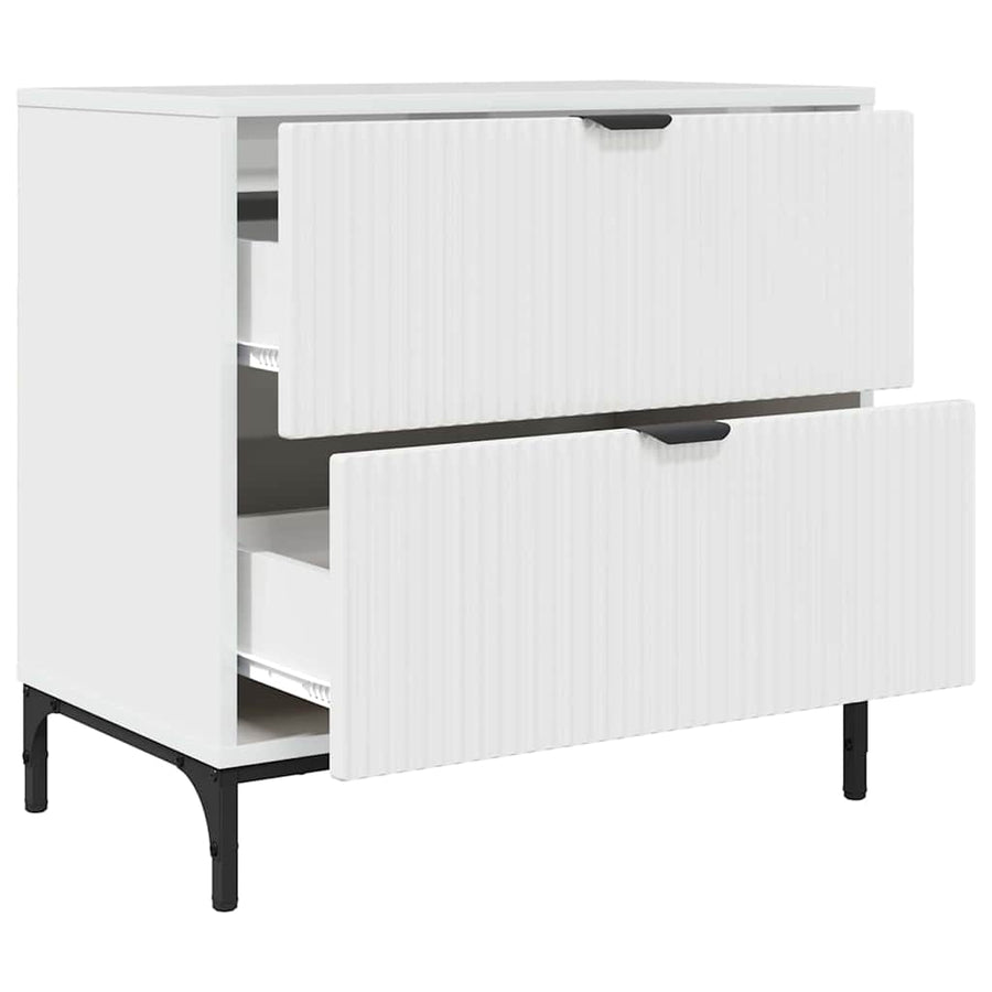 Nachtkastje Hoogglans wit 63.5 x 36 x 61 cm Bewerkt hout
