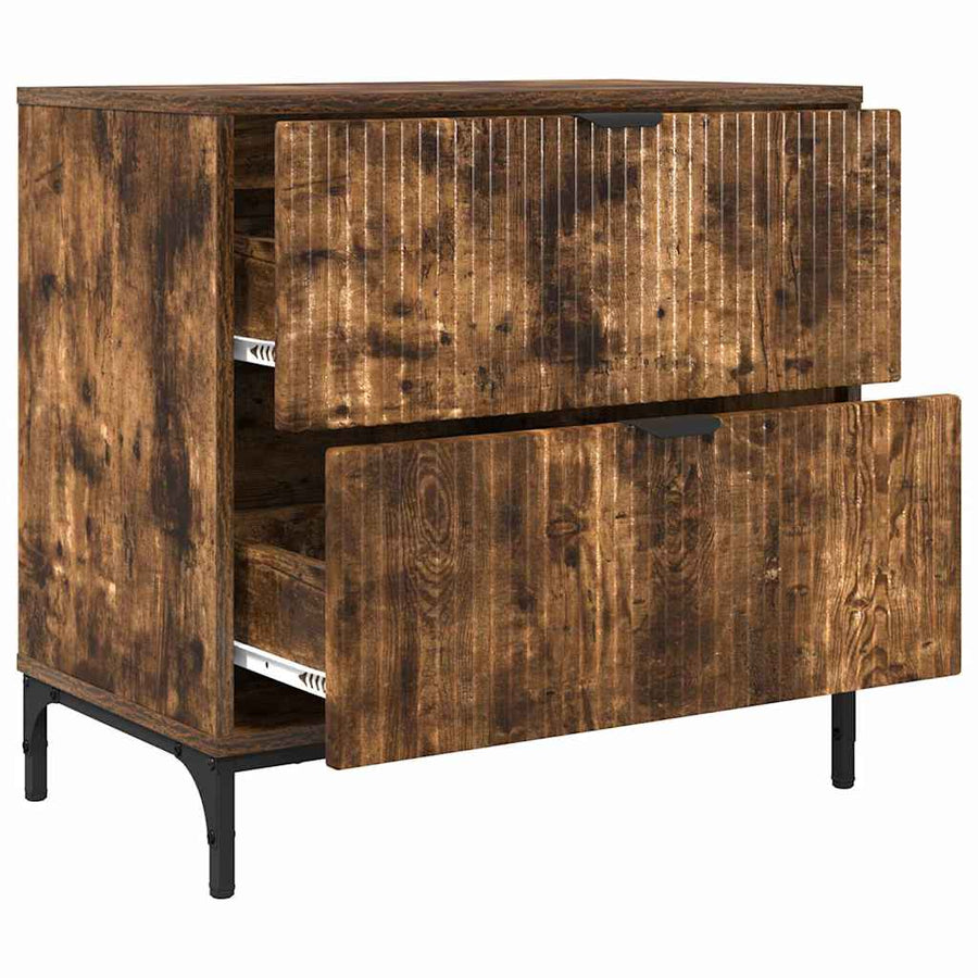 Nachtkastje Gerookt eiken 63.5 x 36 x 61 cm Bewerkt hout