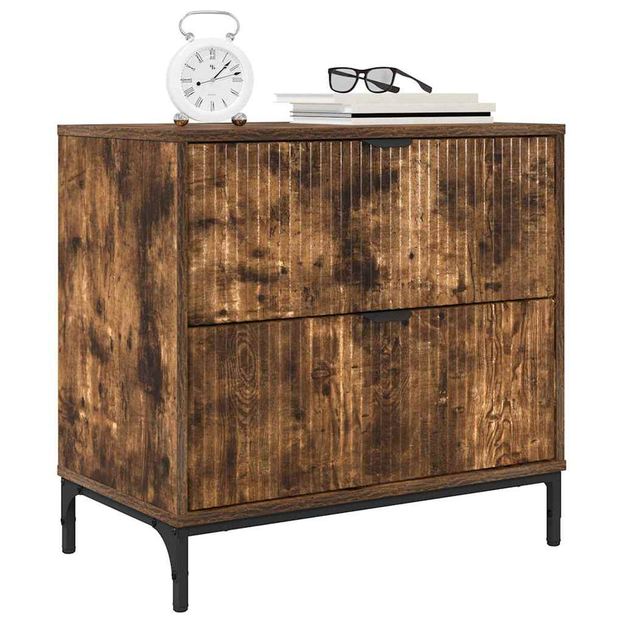 Nachtkastje Gerookt eiken 63.5 x 36 x 61 cm Bewerkt hout