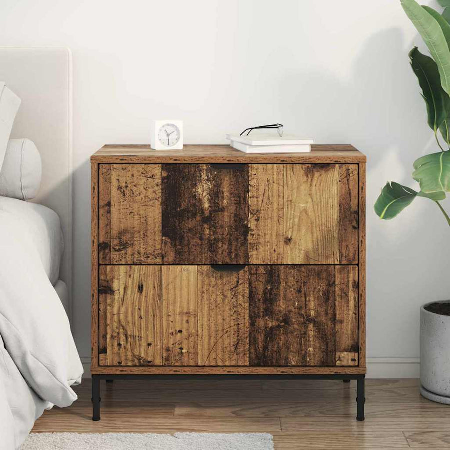 Nachtkastje met lade Oud hout 63.5 x 36 x 61 cm Bewerkt hout