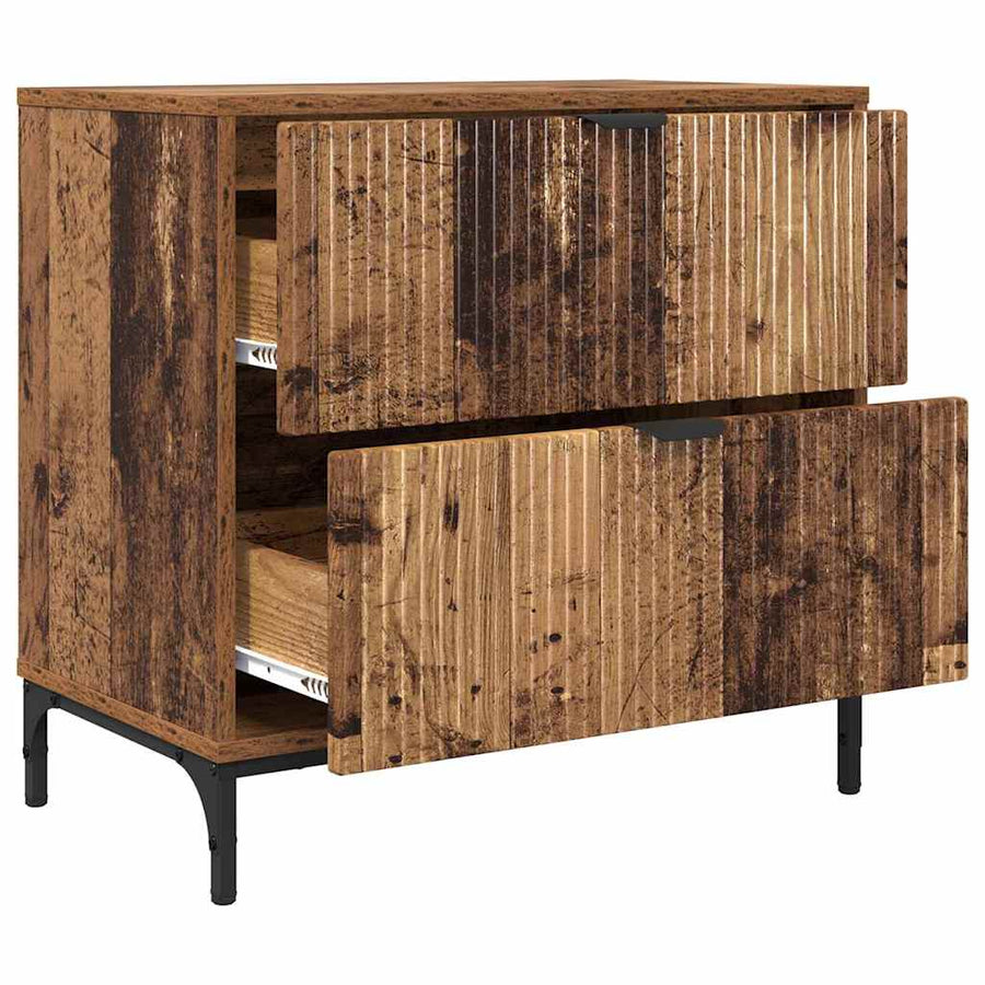 Nachtkastje met lade Oud hout 63.5 x 36 x 61 cm Bewerkt hout