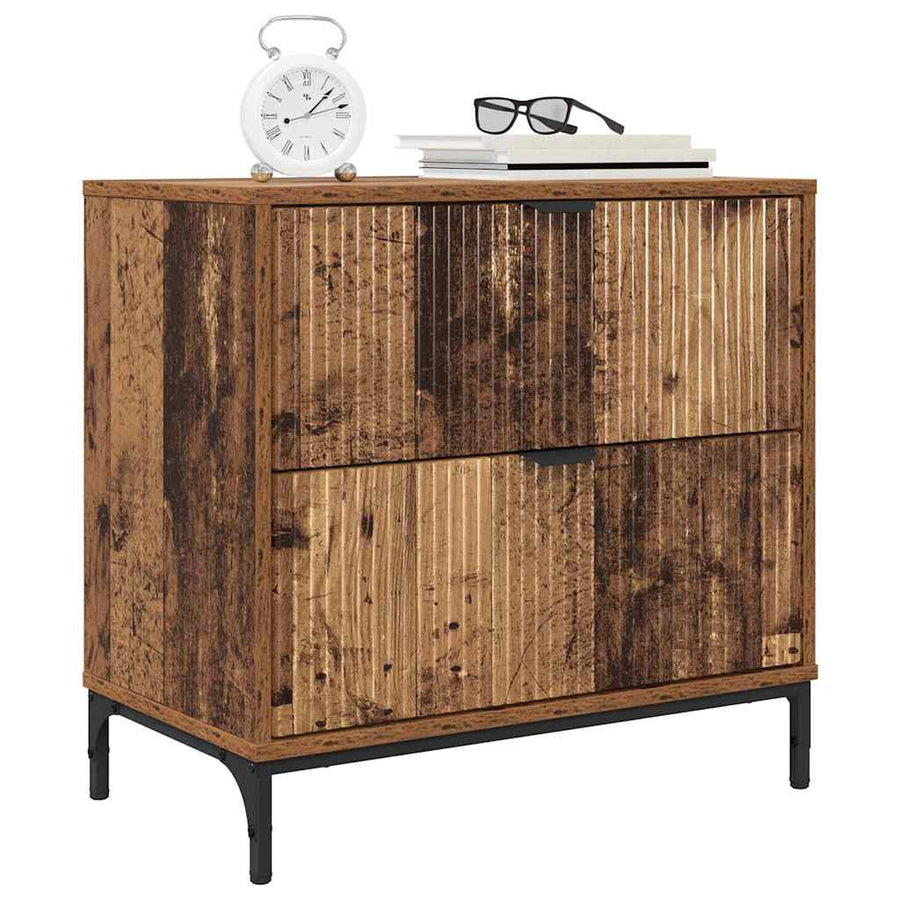 Nachtkastje met lade Oud hout 63.5 x 36 x 61 cm Bewerkt hout