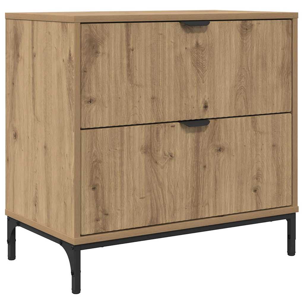 Nachtkastje met lade artisanaal eikenkleurig 63.5 x 36 x 61 cm