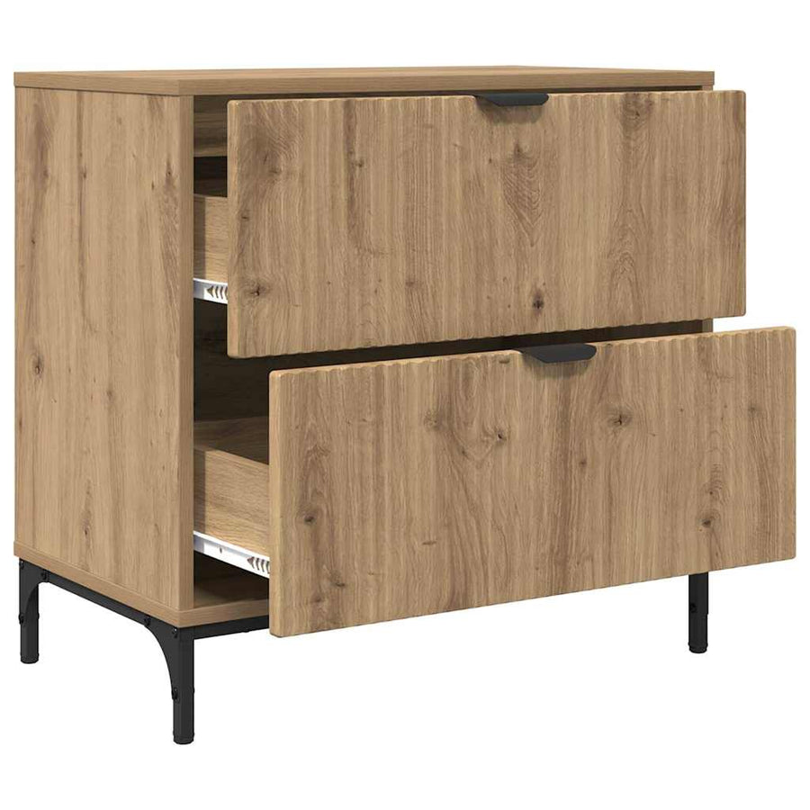 Nachtkastje met lade artisanaal eikenkleurig 63.5 x 36 x 61 cm