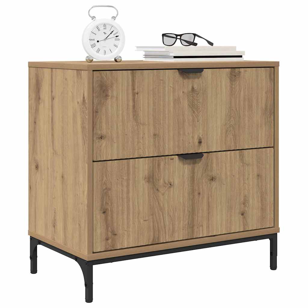Nachtkastje met lade artisanaal eikenkleurig 63.5 x 36 x 61 cm