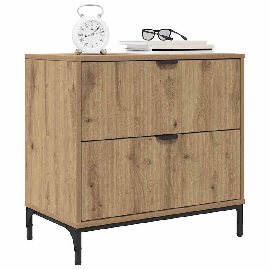 Nachtkastje met lade artisanaal eikenkleurig 63.5 x 36 x 61 cm