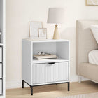 Bedside table with drawer White 49 x 36 x 61 cm Engineered wood
