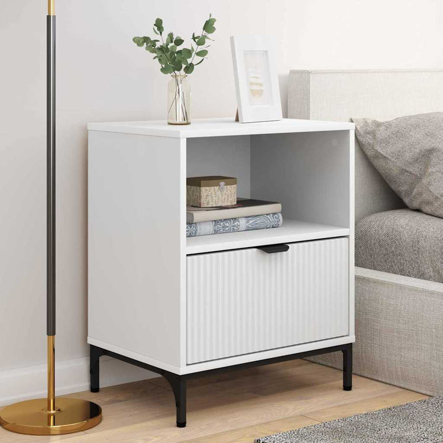 met lade 2 pcs Wit 49 x 36 x 61 cm Bewerkt hout