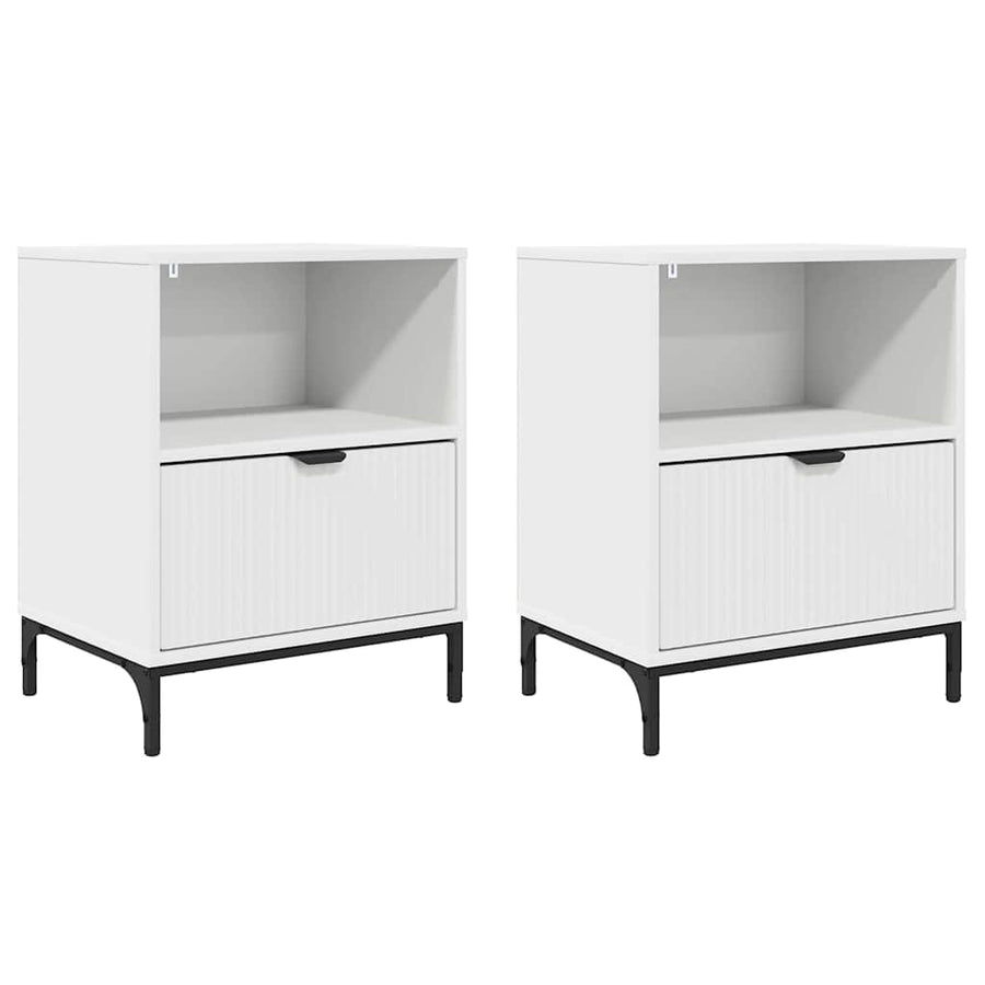 met lade 2 pcs Wit 49 x 36 x 61 cm Bewerkt hout