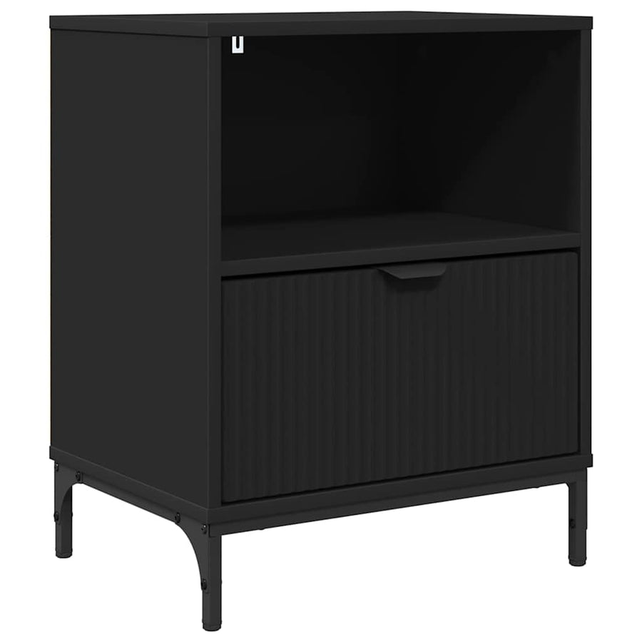 Nachtkastje met lade Zwart 49 x 36 x 61 cm Bewerkt hout