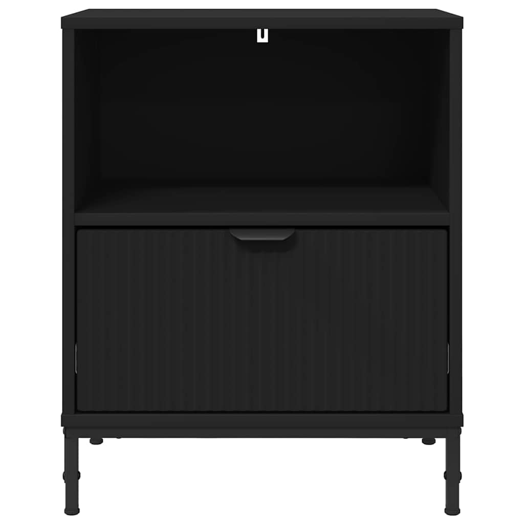 Nachtkastje met lade Zwart 49 x 36 x 61 cm Bewerkt hout