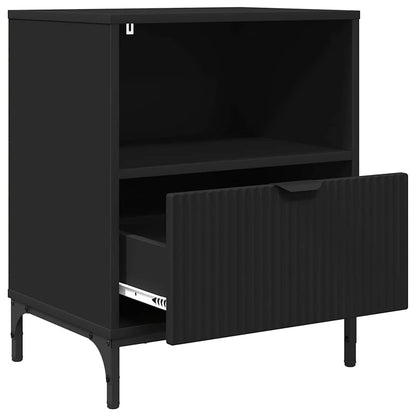 met lade 2 pcs Zwart 49 x 36 x 61 cm Bewerkt hout