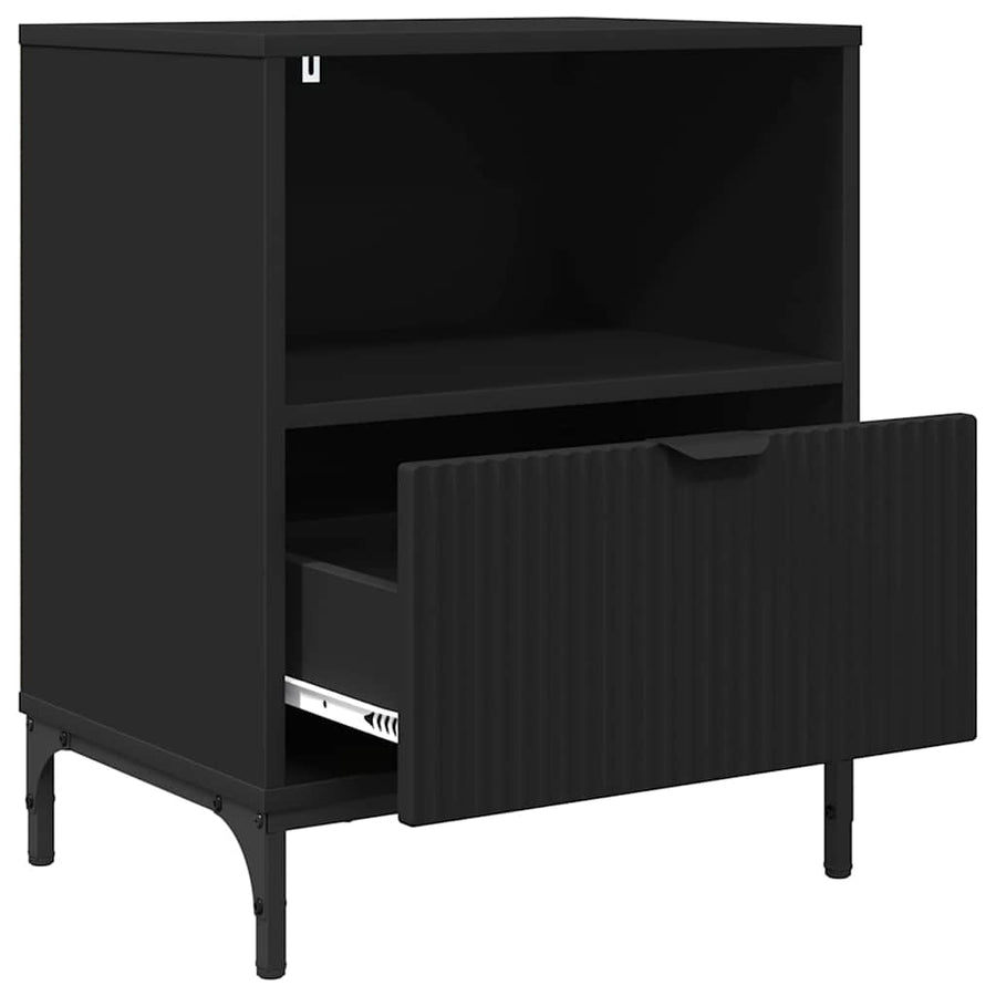 met lade 2 pcs Zwart 49 x 36 x 61 cm Bewerkt hout
