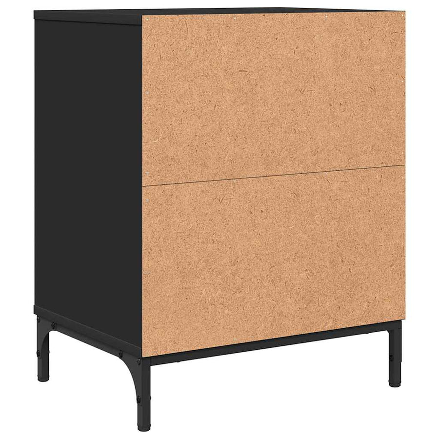 met lade 2 pcs Zwart 49 x 36 x 61 cm Bewerkt hout