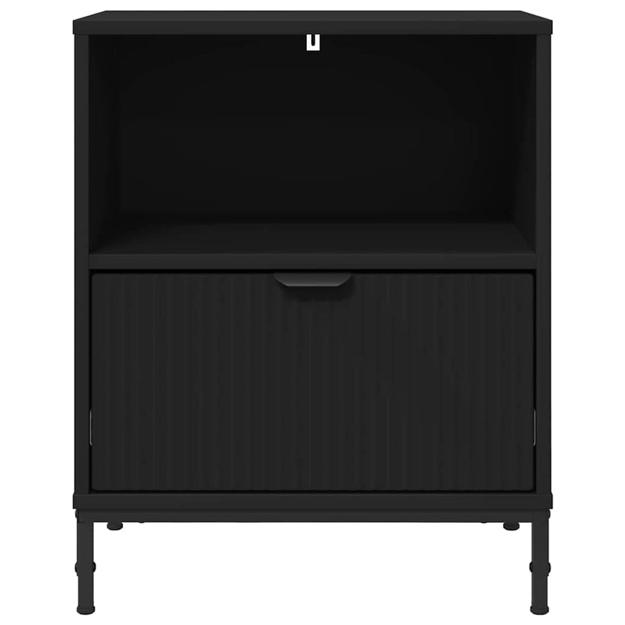 met lade 2 pcs Zwart 49 x 36 x 61 cm Bewerkt hout