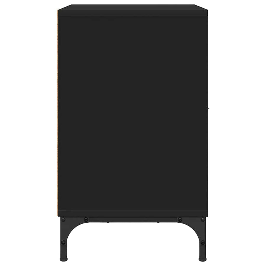 met lade 2 pcs Zwart 49 x 36 x 61 cm Bewerkt hout